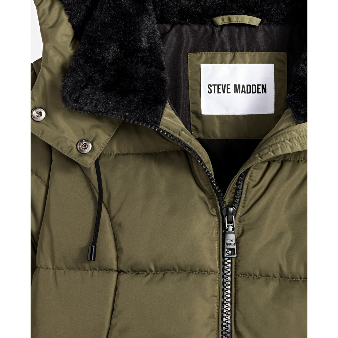 Manteau matelassé 'Faux-Fur-Trim Hooded Utility-Pocket' pour Femmes