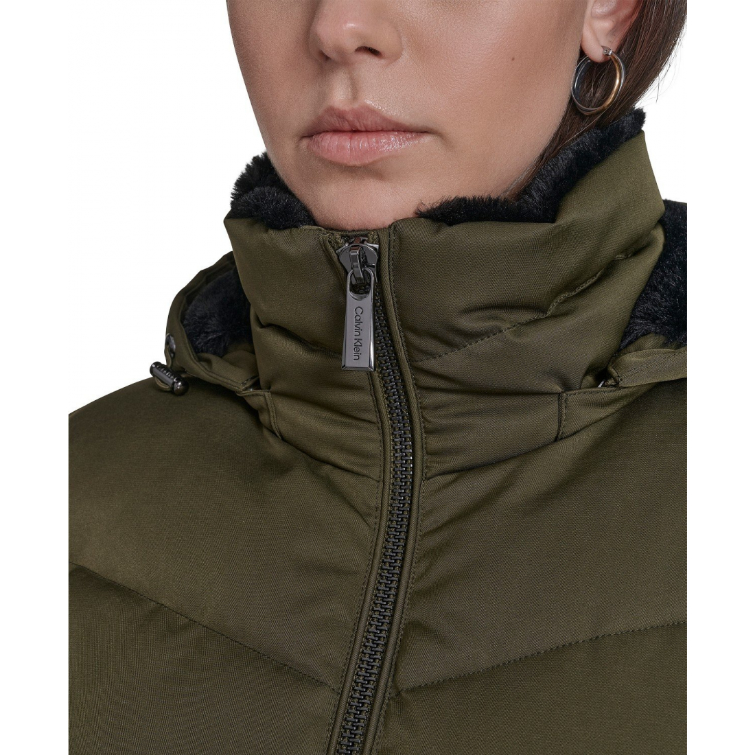 Manteau matelassé 'Faux-Fur-Lined Hooded' pour Femmes