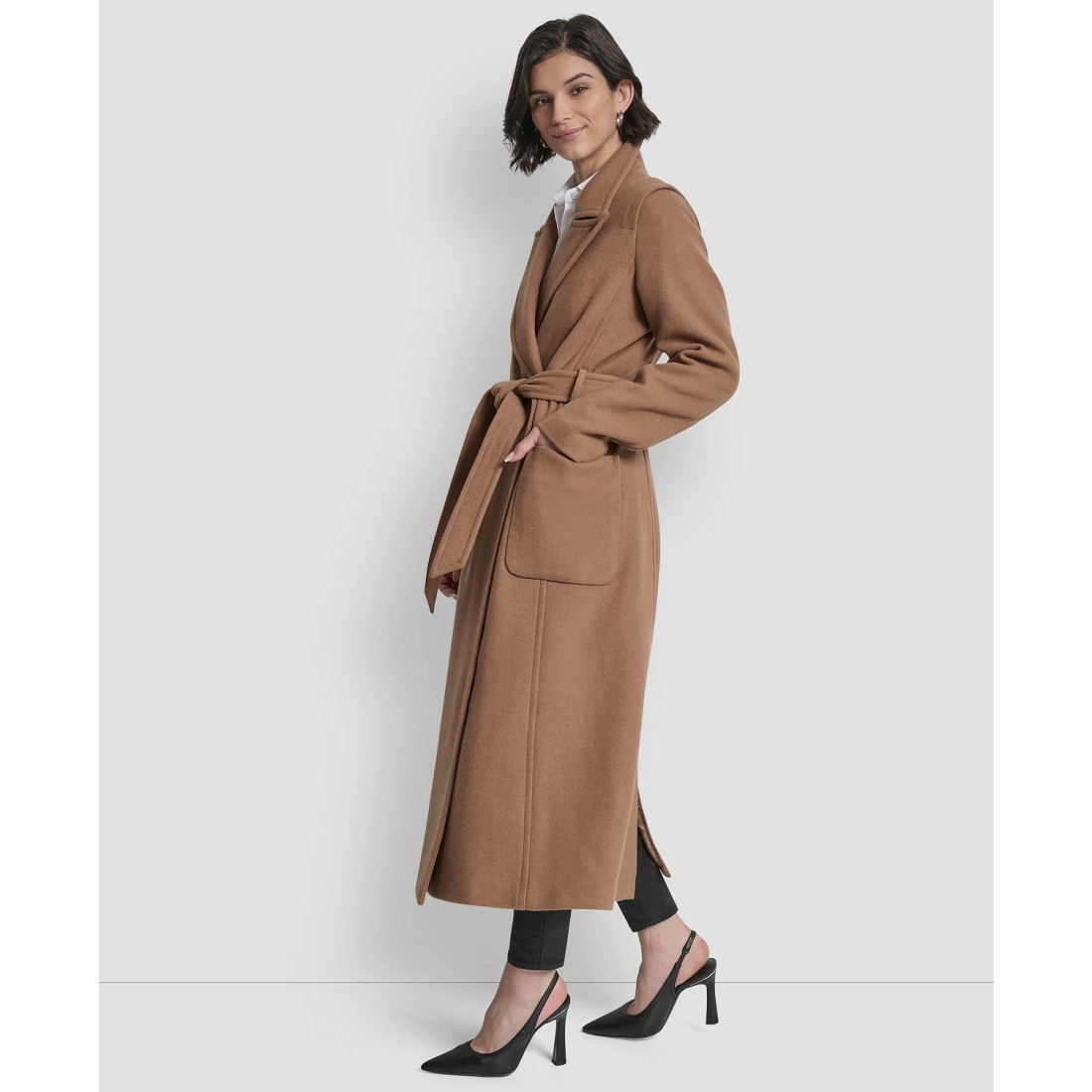 Manteau 'Notch Collar Belted' pour Femmes