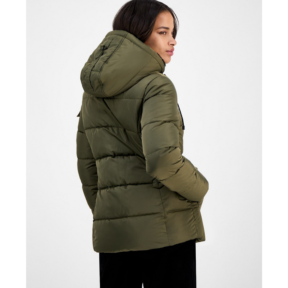 Manteau matelassé 'Faux-Fur-Trim Hooded Utility-Pocket' pour Femmes