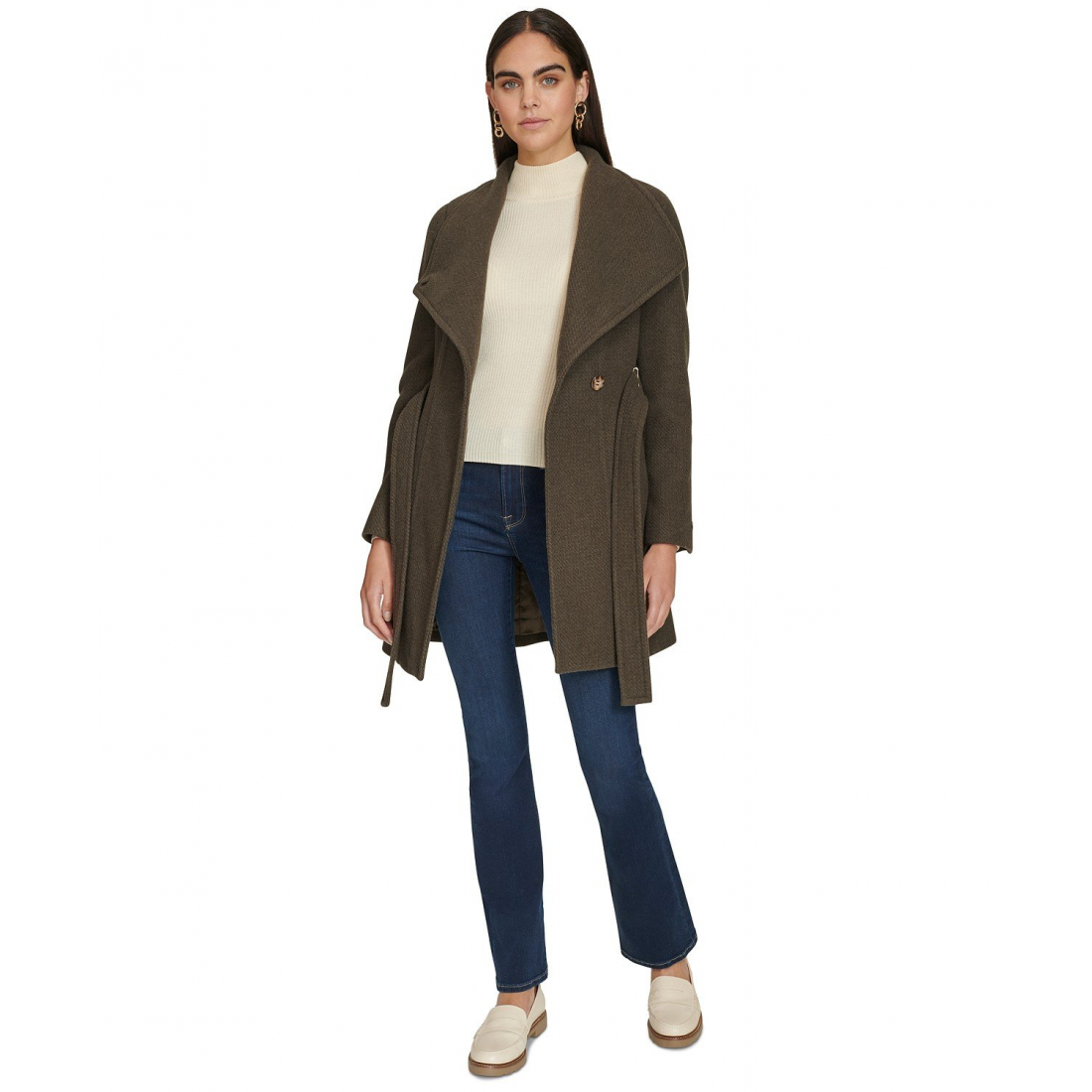 'Asymmetrical Belted' Wickelmantel für Damen