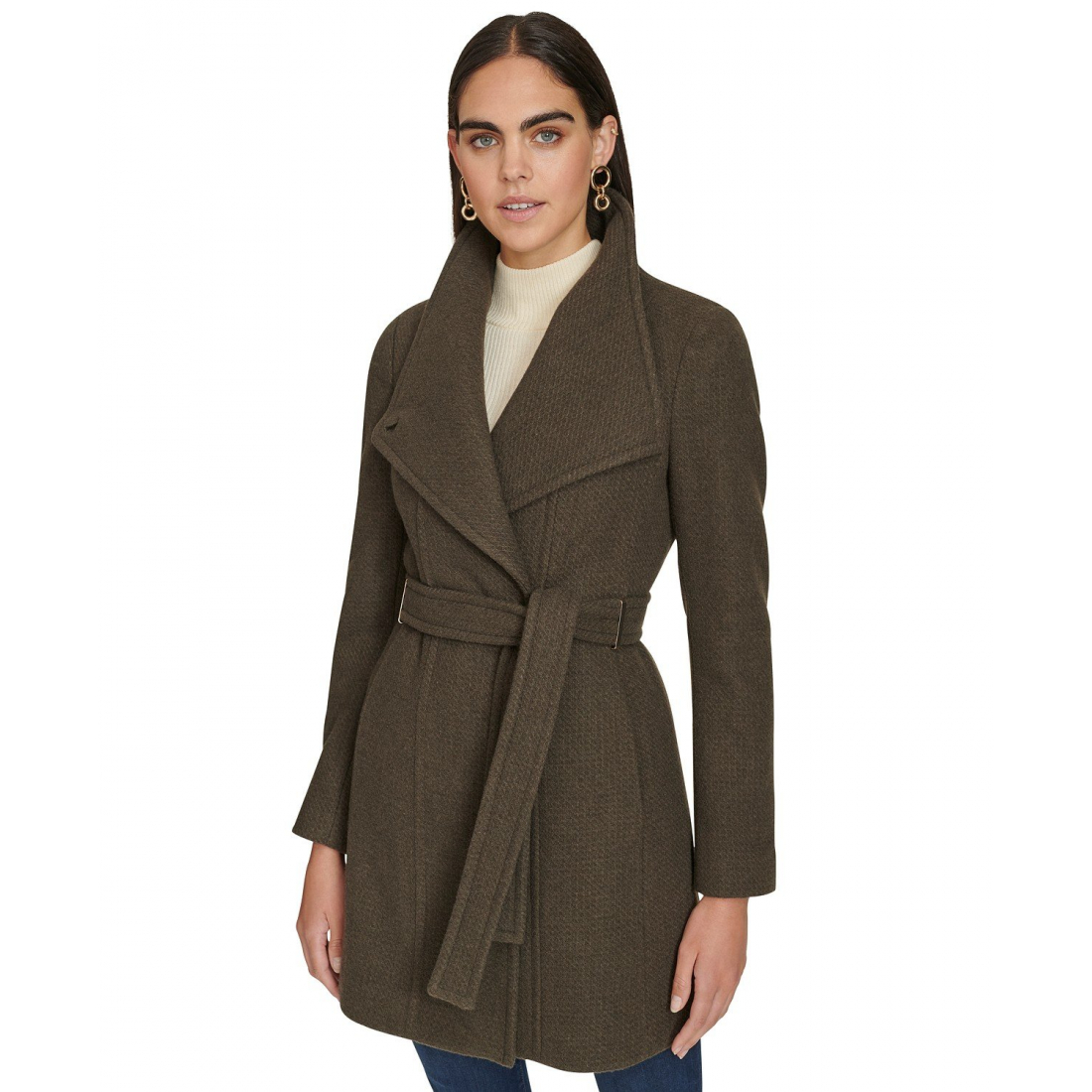 'Asymmetrical Belted' Wickelmantel für Damen