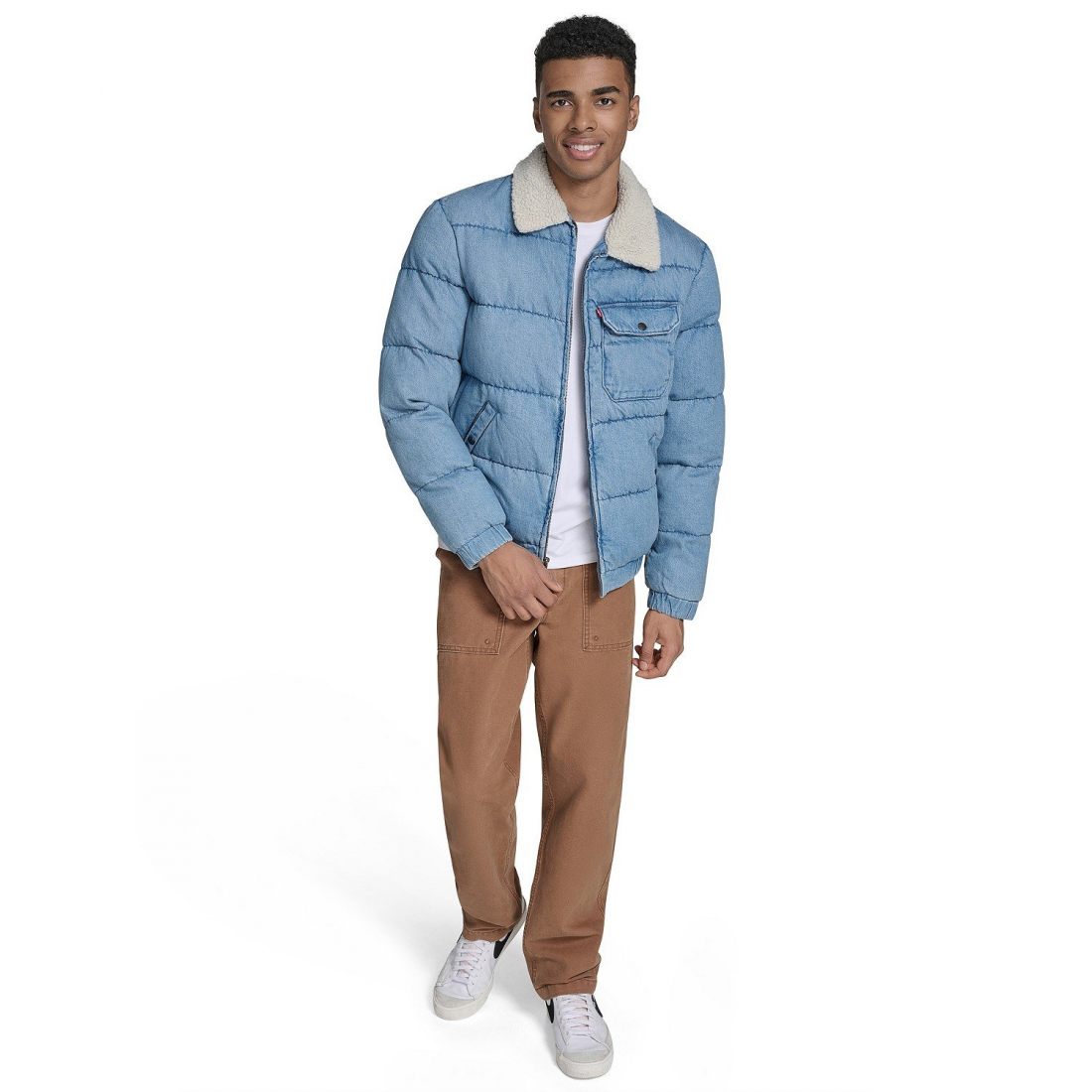 Veste en jeans 'Quilted Sherpa Collar' pour Hommes