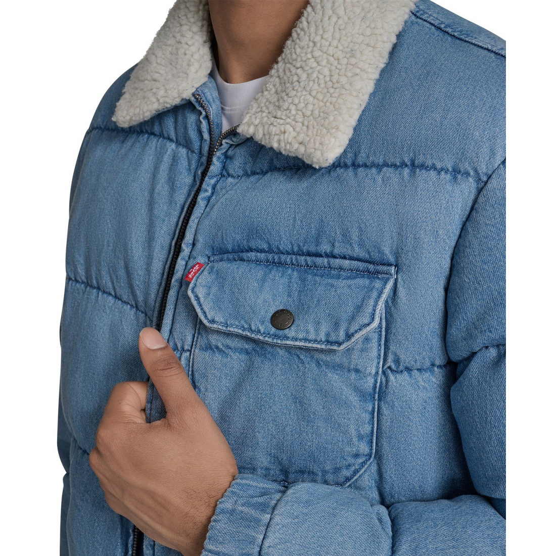 Veste en jeans 'Quilted Sherpa Collar' pour Hommes
