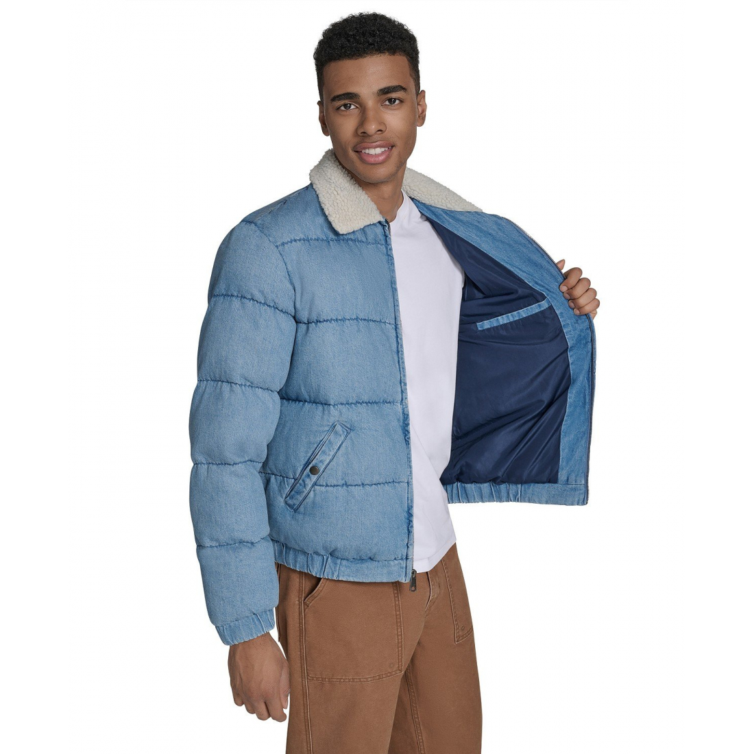 Veste en jeans 'Quilted Sherpa Collar' pour Hommes