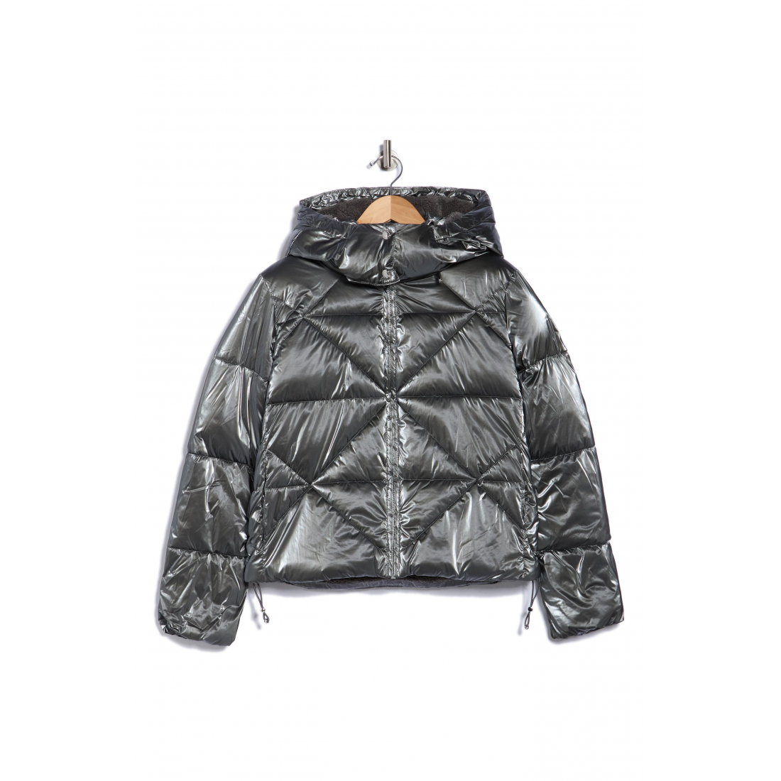 Veste matelassée 'Faux Shearling Lined Hood Crop' pour Femmes