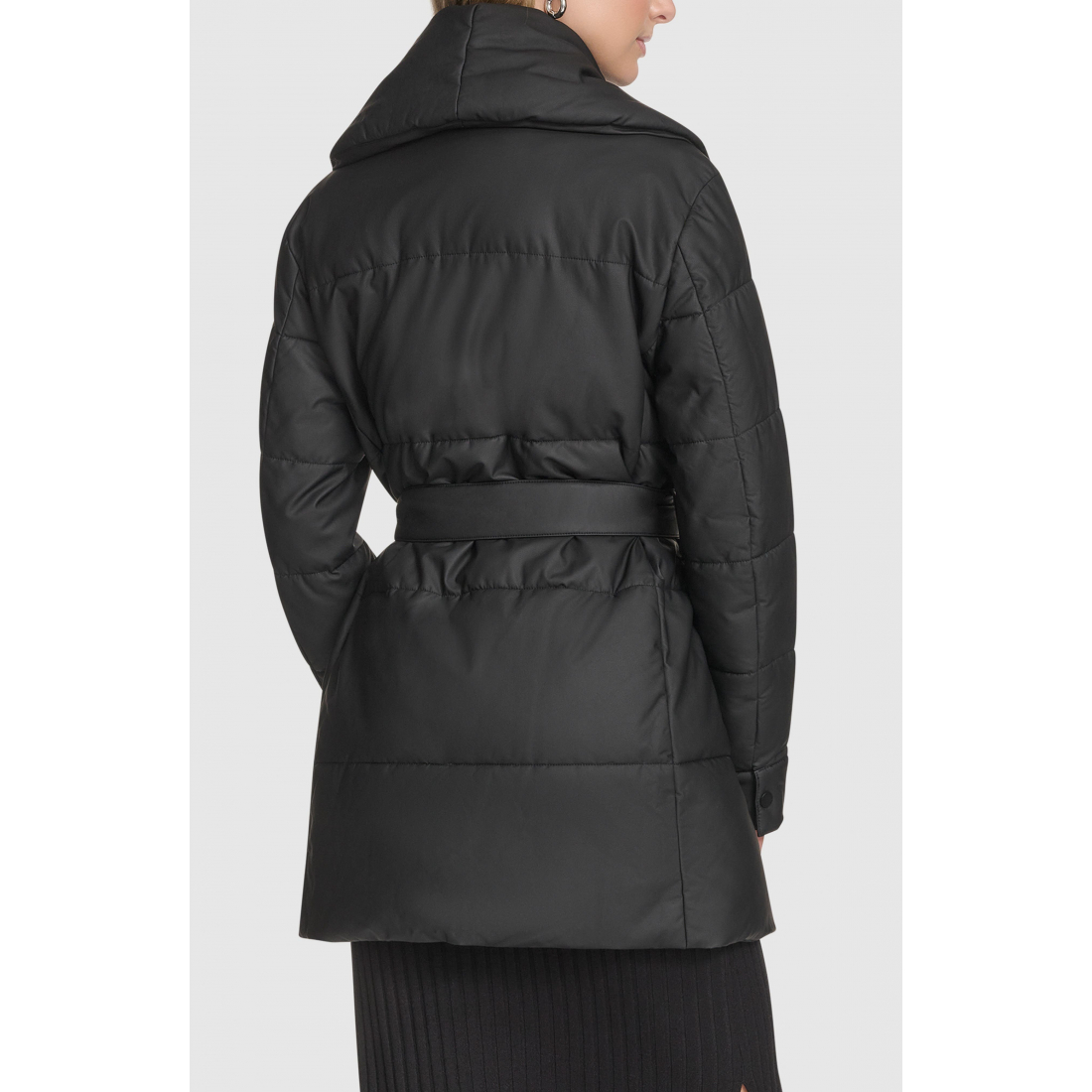 'Adela Faux Leather Shawl Collar Quilted' Wickelmantel für Damen