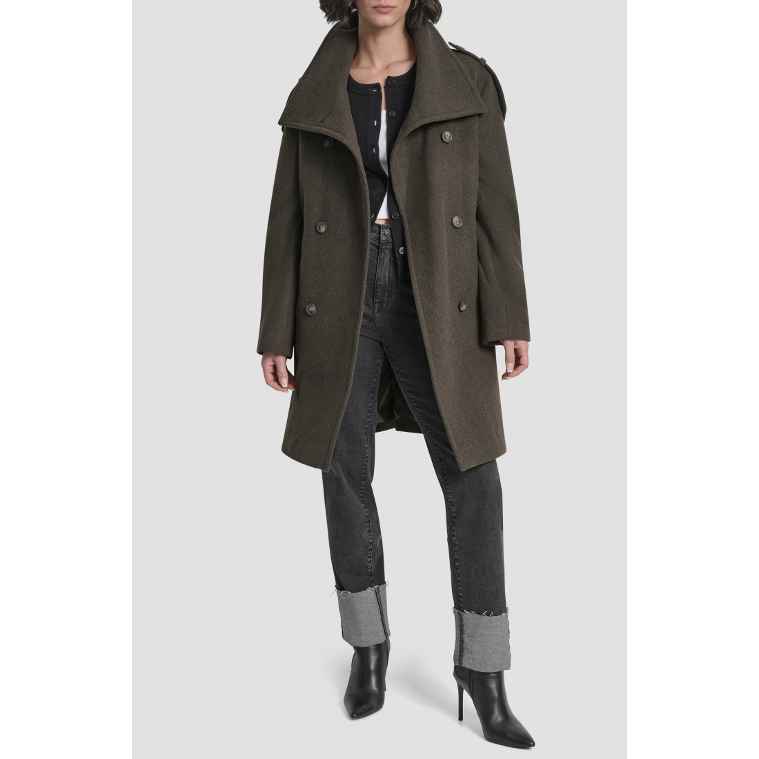 Caban 'Double Breasted Wool Blend Military' pour Femmes