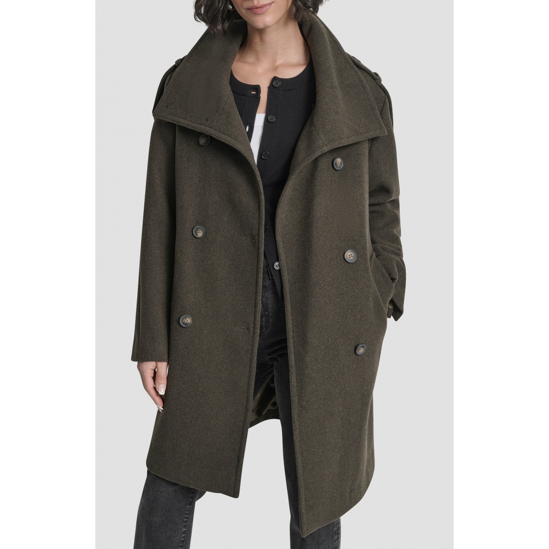 Caban 'Double Breasted Wool Blend Military' pour Femmes