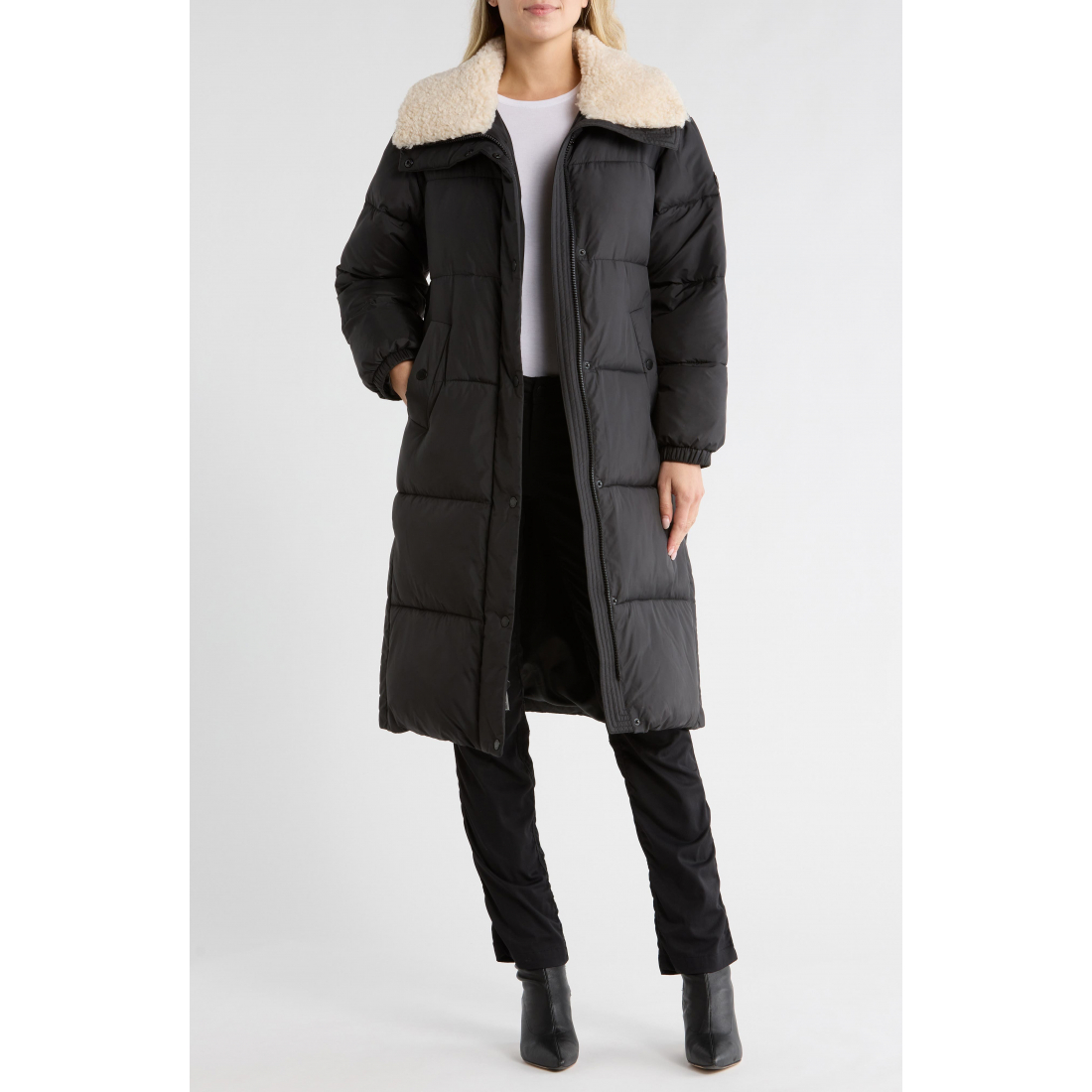 Veste matelassée 'Faux Shearling Collared 450 Fill Power Longline' pour Femmes