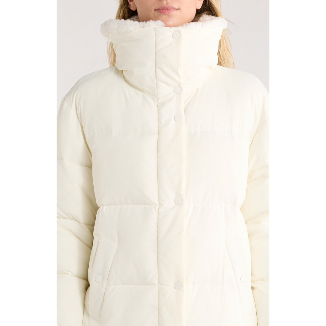 'Faux Shearling Collared 450 Fill Power Longline' Pufferjacke für Damen