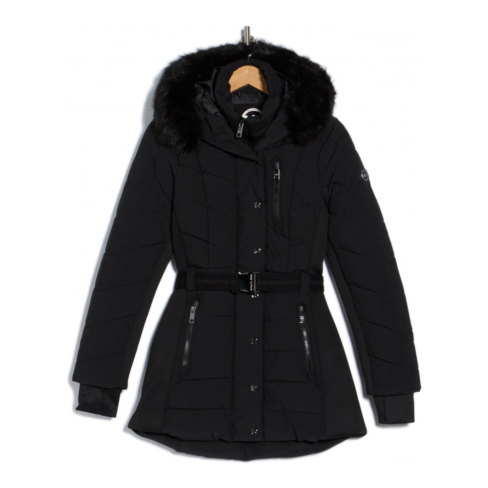 Veste matelassée 'Faux Fur Trim Belted' pour Femmes