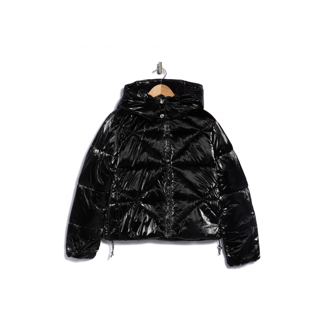 'Faux Shearling Lined Hood Crop' Pufferjacke für Damen