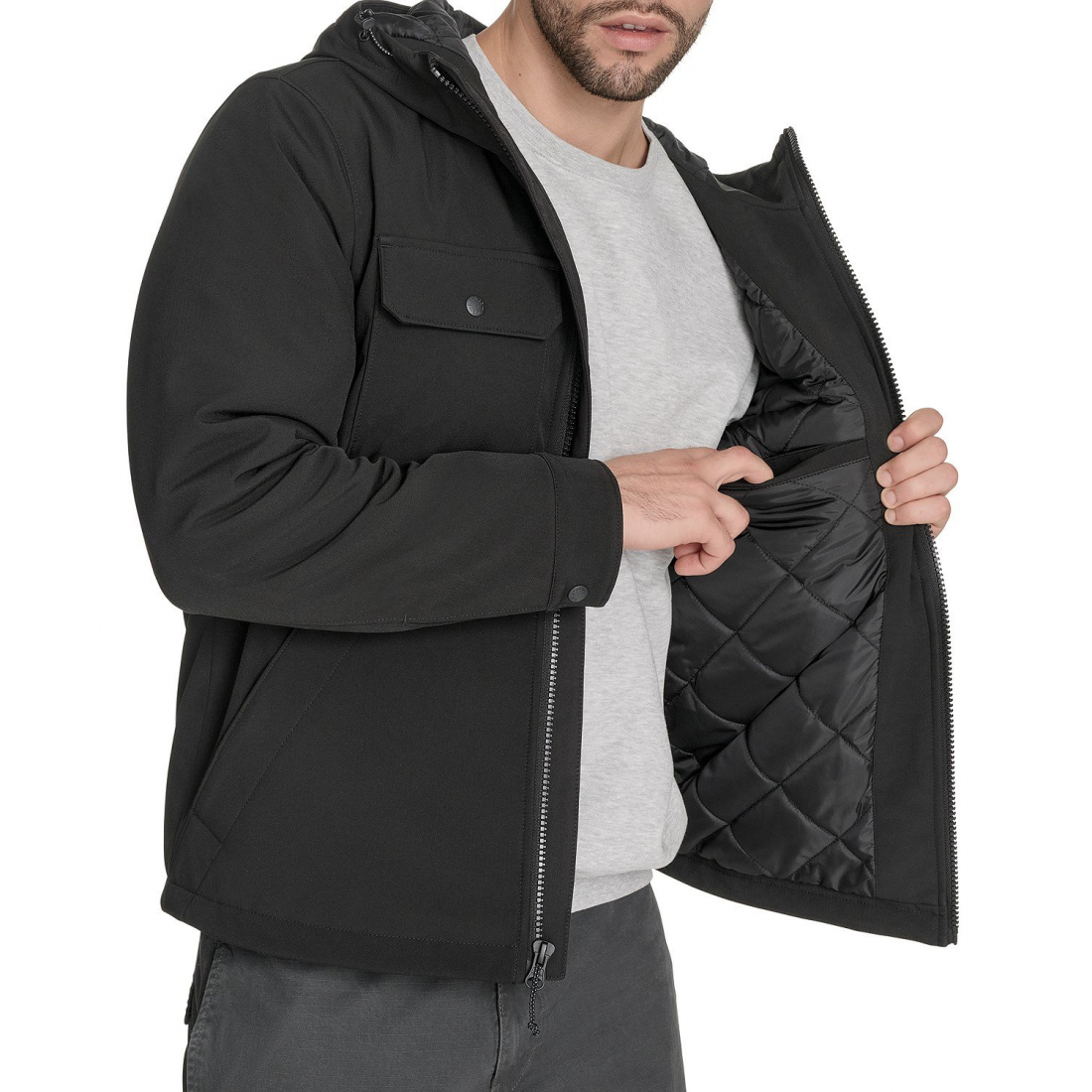 Veste matelassée 'Rib Stop Softshell Hooded' pour Hommes