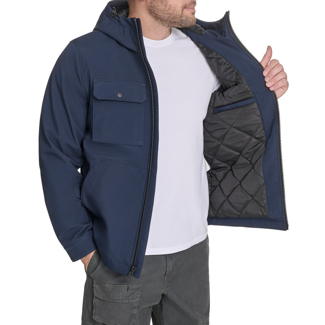 Veste matelassée 'Rib Stop Softshell Hooded' pour Hommes