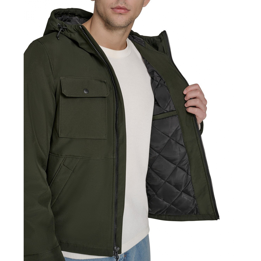 Veste matelassée 'Rib Stop Softshell Hooded' pour Hommes