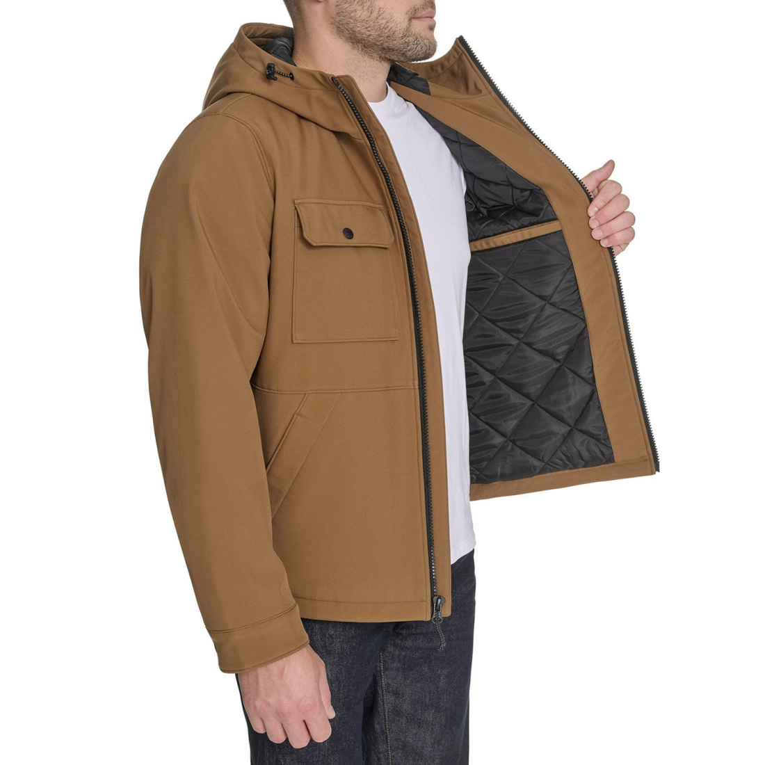 Veste matelassée 'Rib Stop Softshell Hooded' pour Hommes