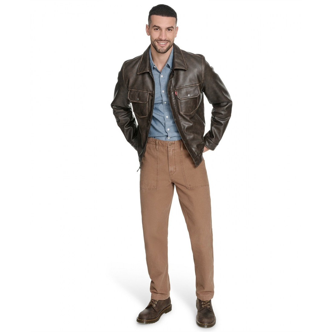 Veste en cuir 'Trucker' pour Hommes