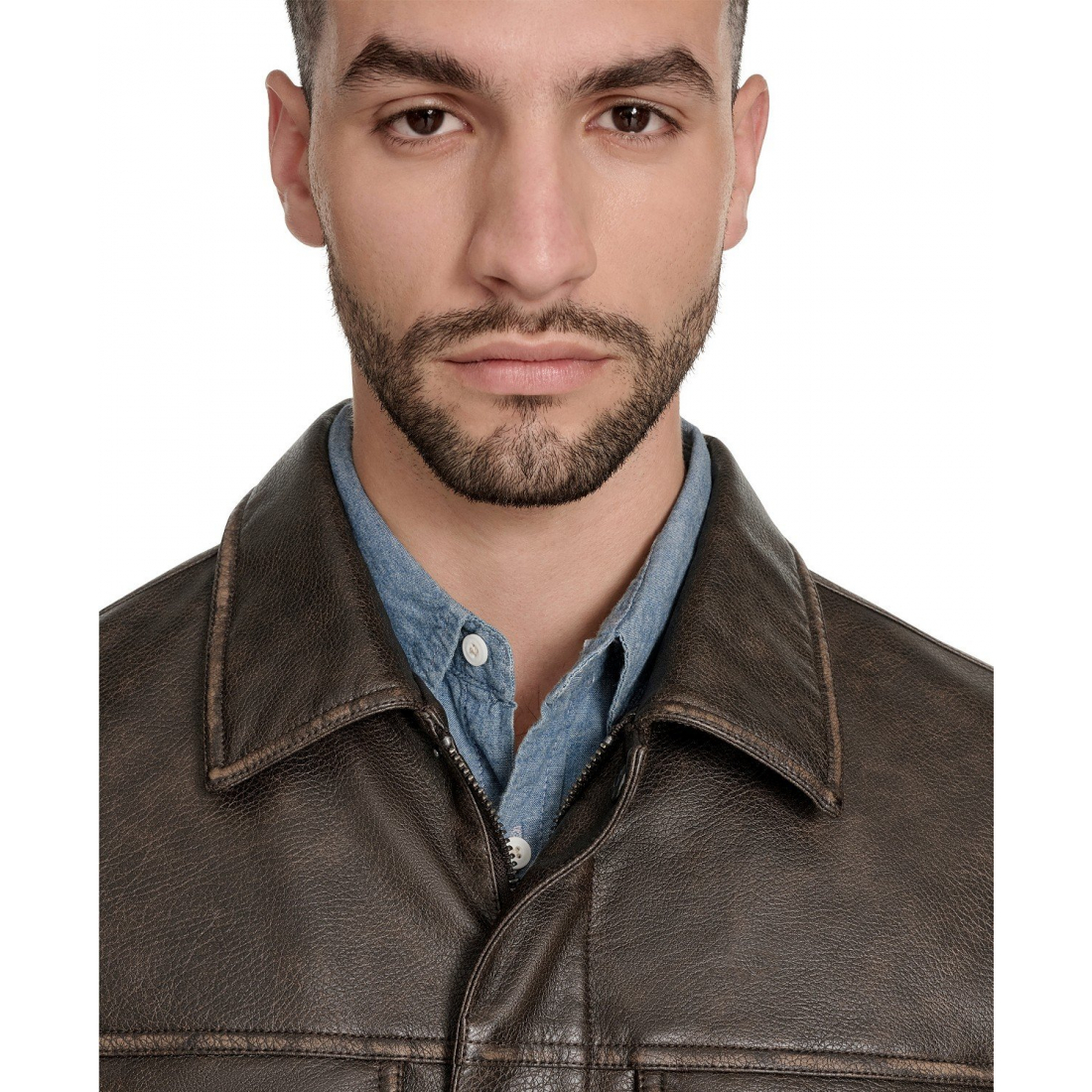 Veste en cuir 'Trucker' pour Hommes