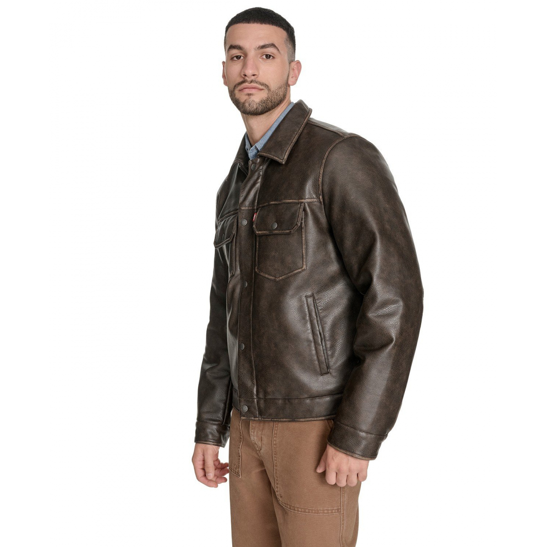 Veste en cuir 'Trucker' pour Hommes