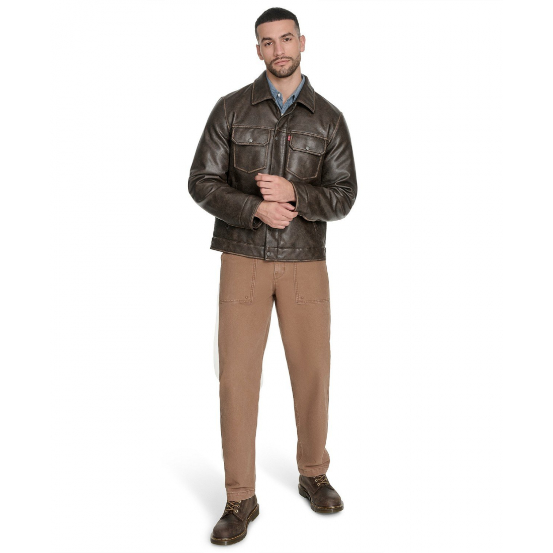 Veste en cuir 'Trucker' pour Hommes