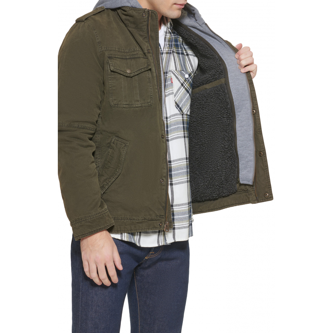 Veste 'Washed Cotton Hooded Military' pour Hommes