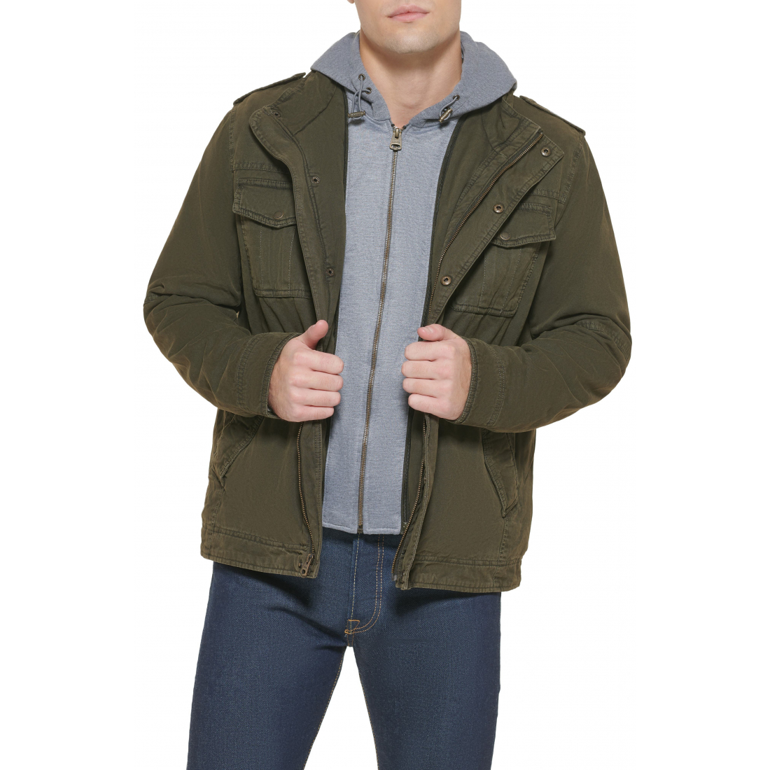 Veste 'Washed Cotton Hooded Military' pour Hommes