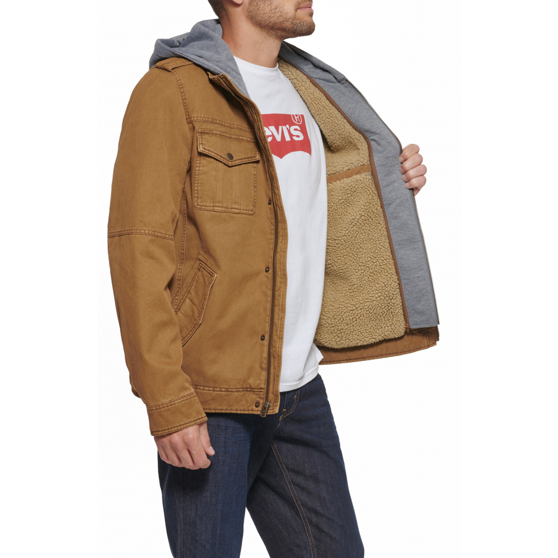 Veste 'Washed Cotton Hooded Military' pour Hommes