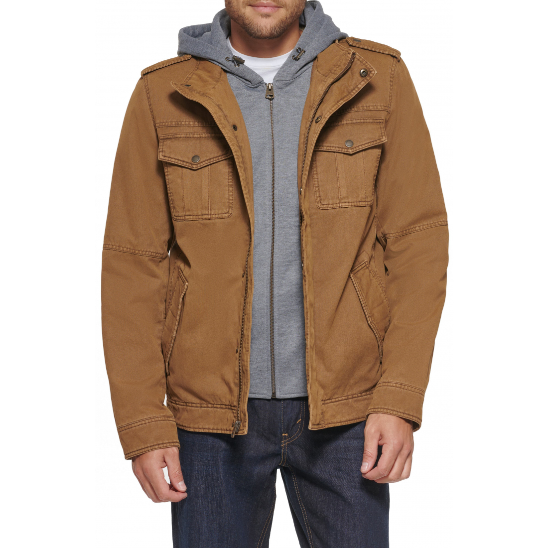 Veste 'Washed Cotton Hooded Military' pour Hommes