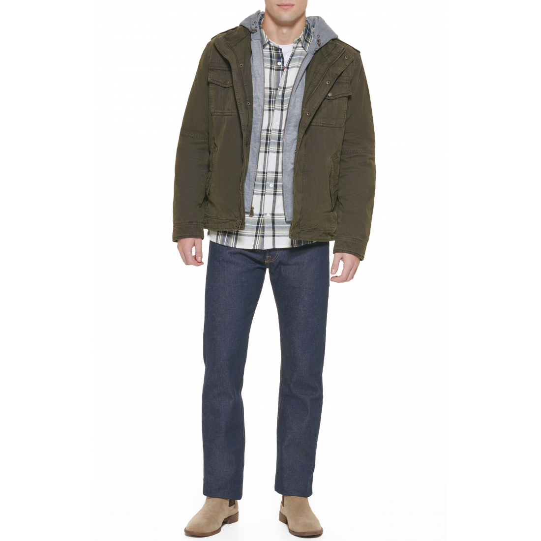 Veste 'Washed Cotton Hooded Military' pour Hommes