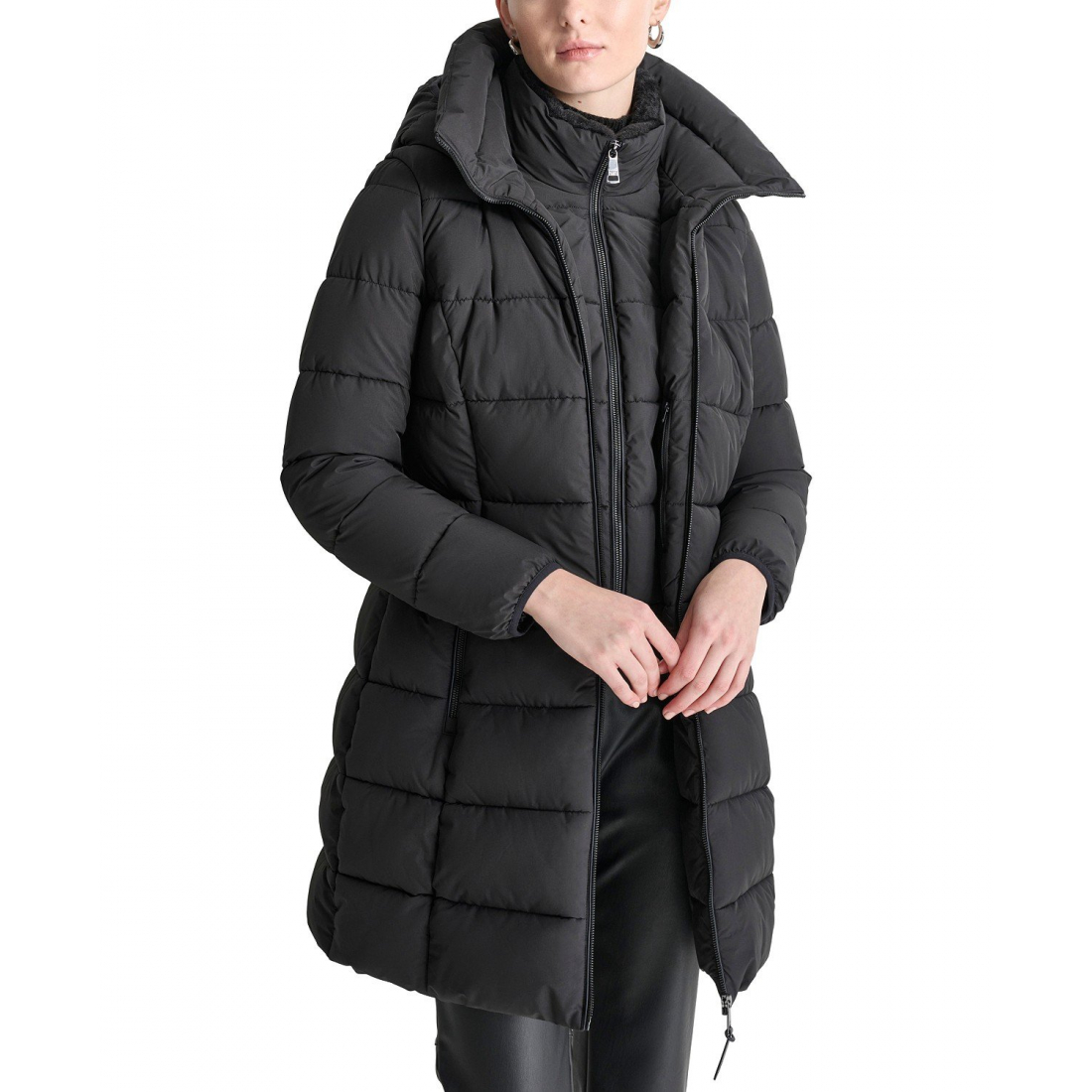 'Bibbed Hooded Zip-Front' Pufferjacke für Damen