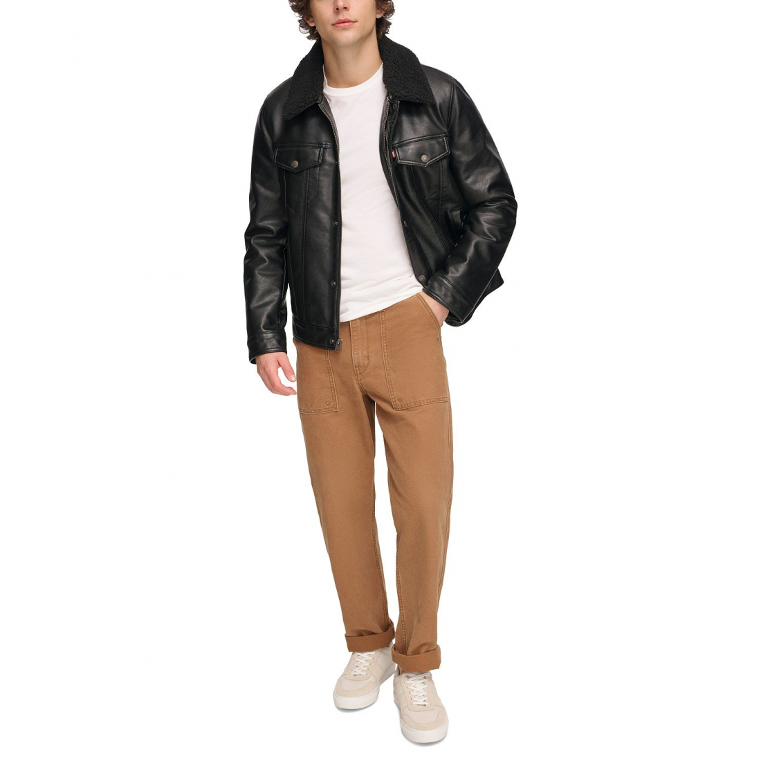 Veste 'Sherpa-Trim Faux-Leather' pour Hommes
