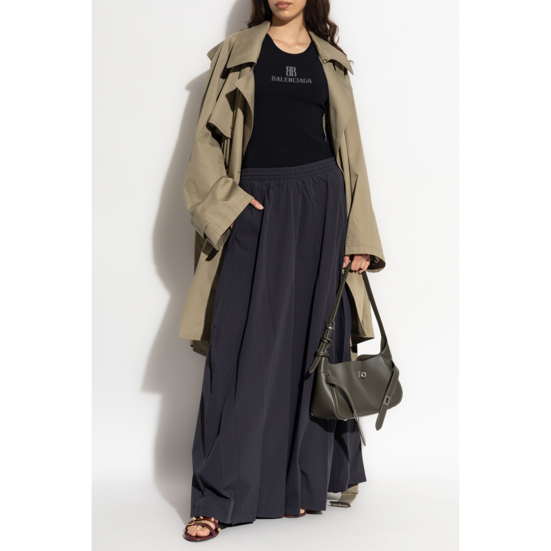 'Draped Neck' Trenchcoat für Damen