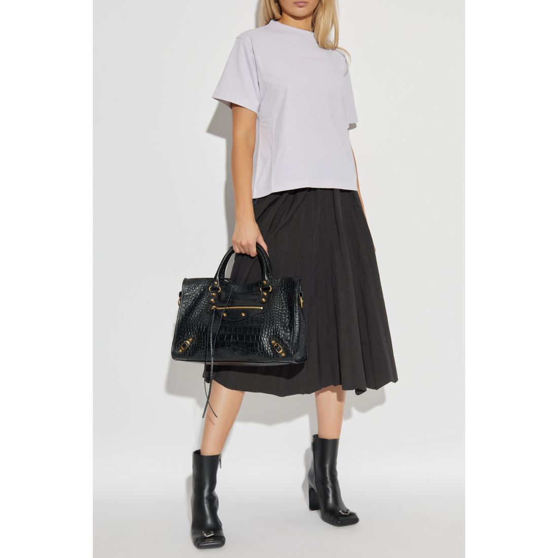 'Hybrid Pleated' Midi Rock für Damen