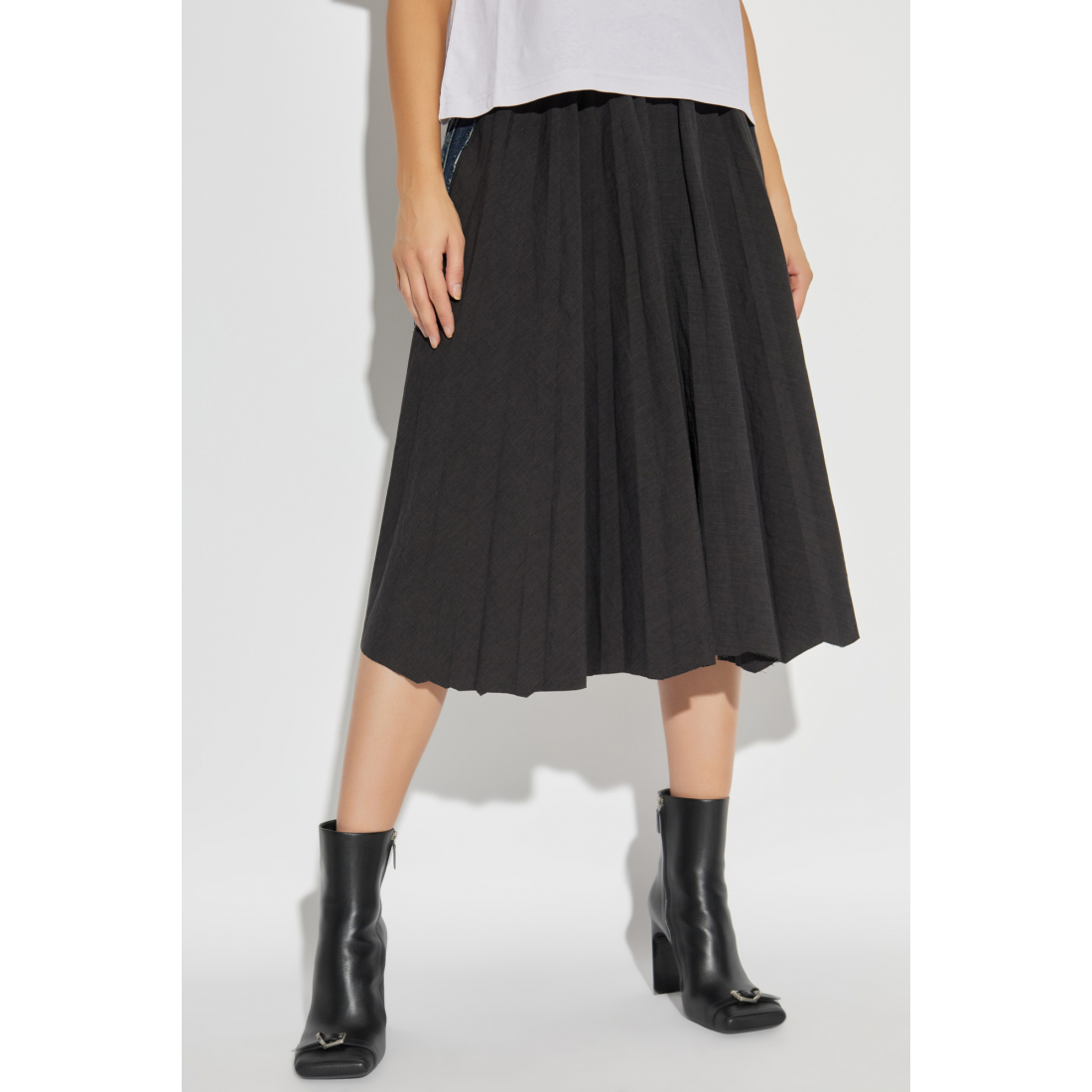 'Hybrid Pleated' Midi Rock für Damen