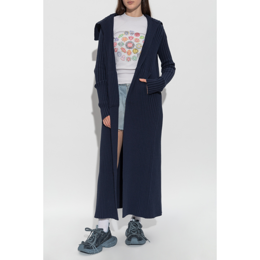 'Ribbed Shawl-Collar' Strickjacke für Damen