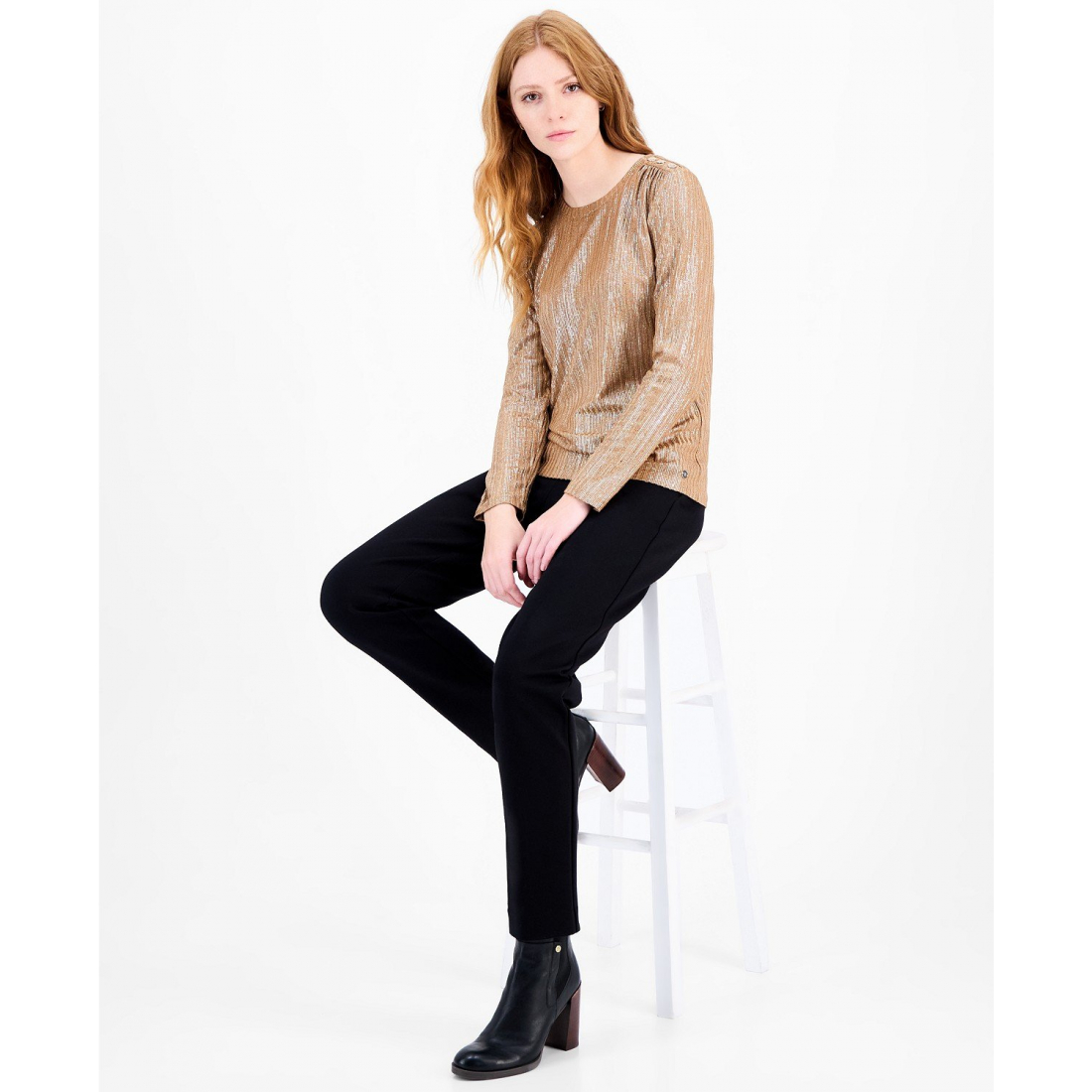 Top à manches longues 'Shine Ribbed' pour Femmes