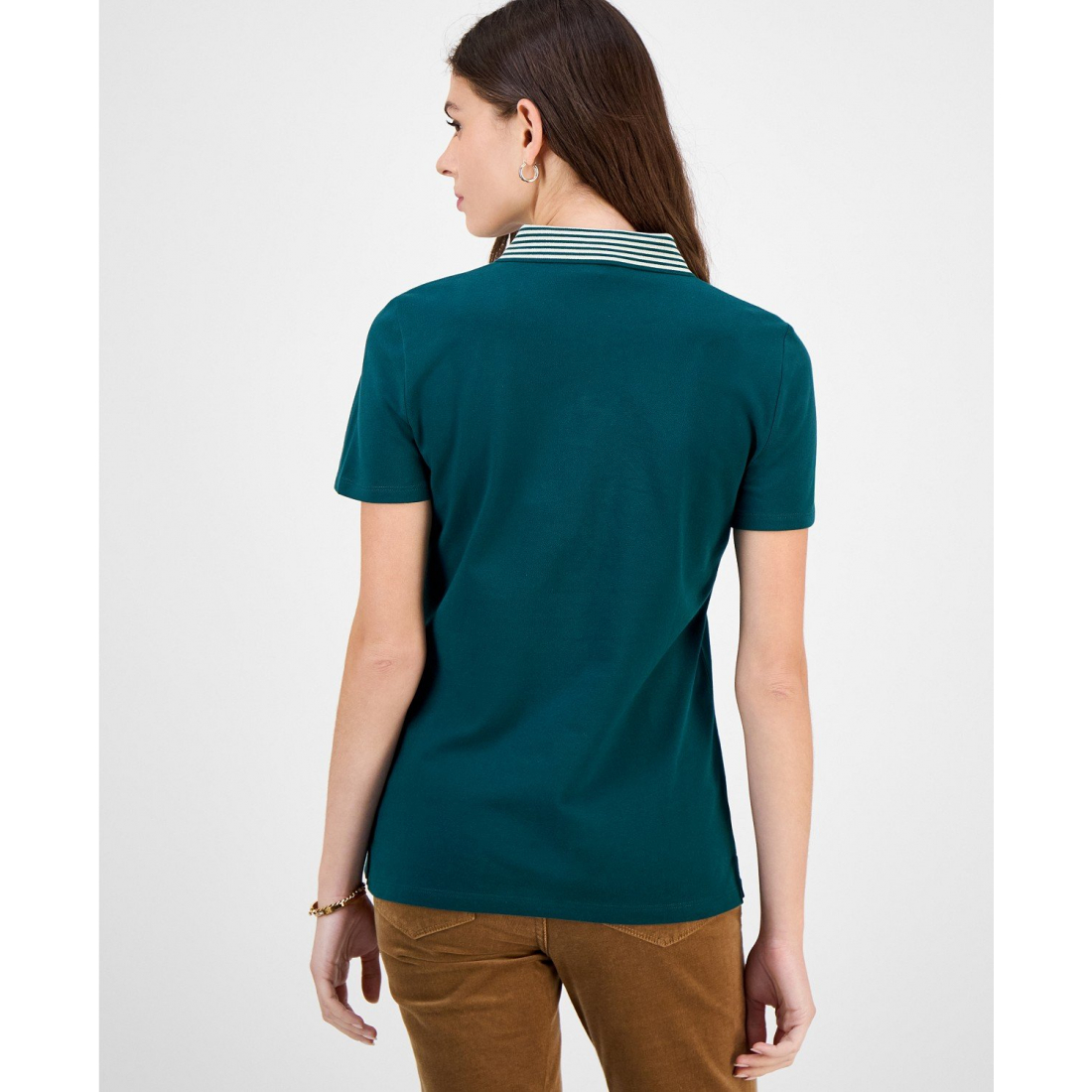 Polo 'Metallic Striped-Collar' pour Femmes