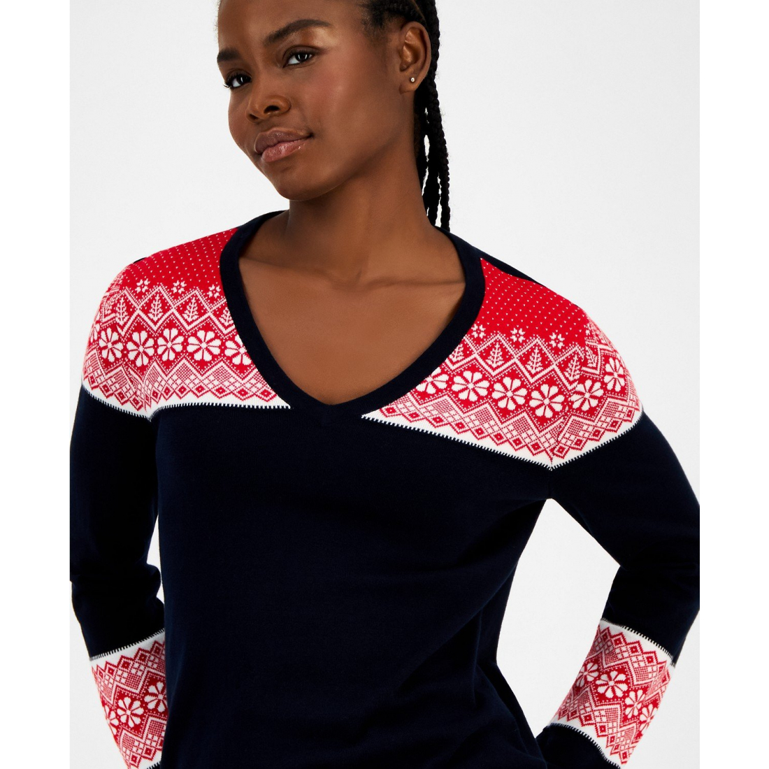 Pull 'Fair Isle V-Neck' pour Femmes