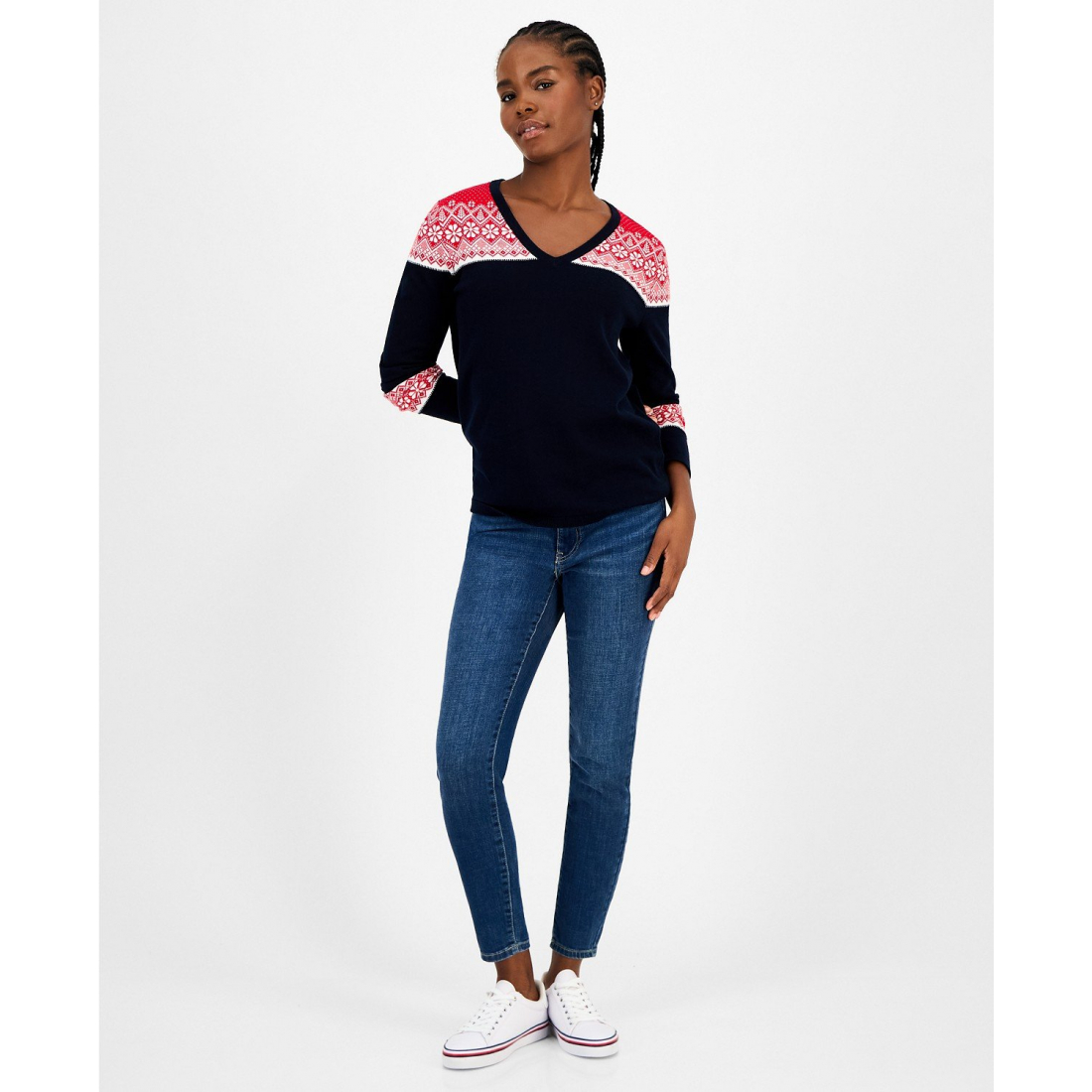 Pull 'Fair Isle V-Neck' pour Femmes