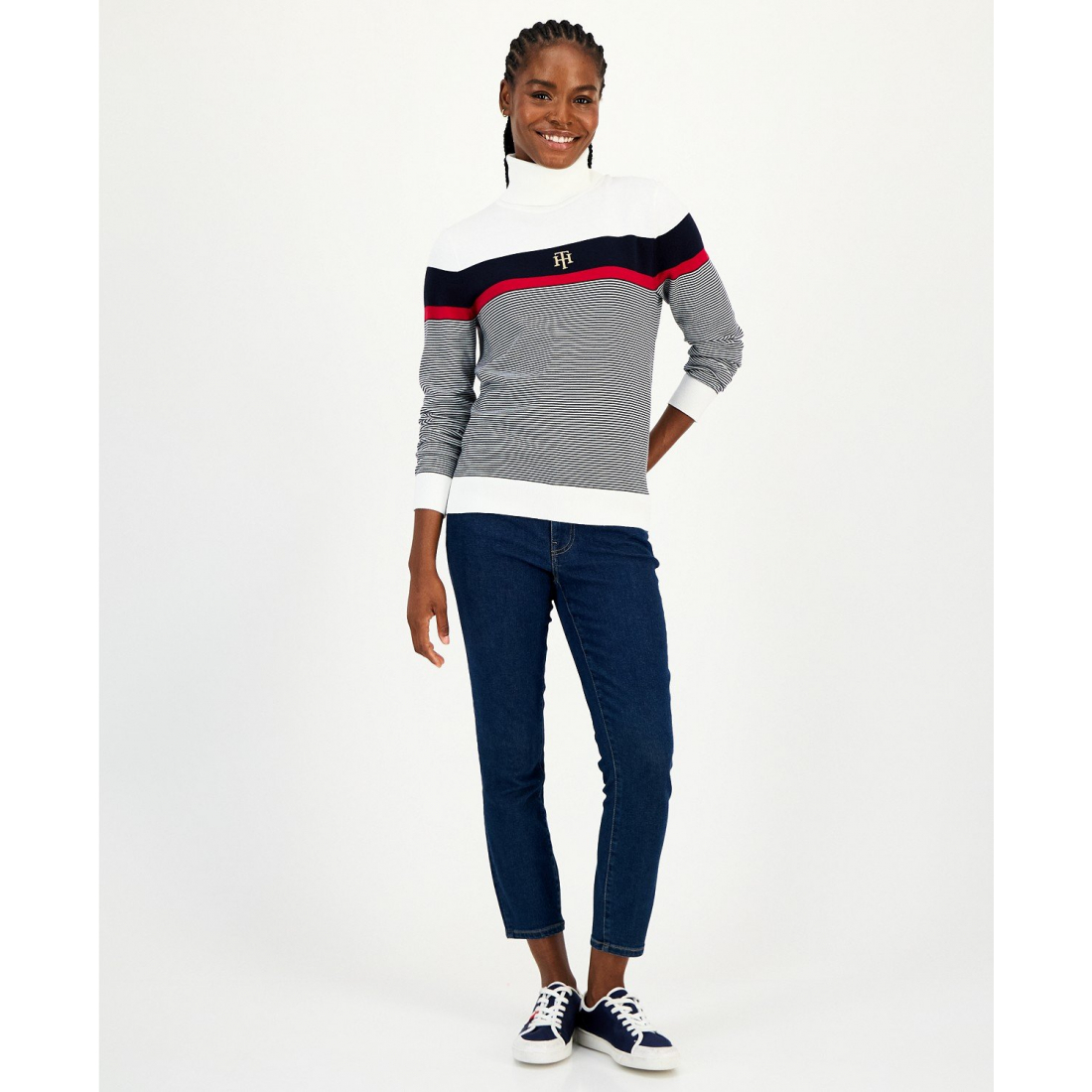 Pull à col roulé 'Striped' pour Femmes