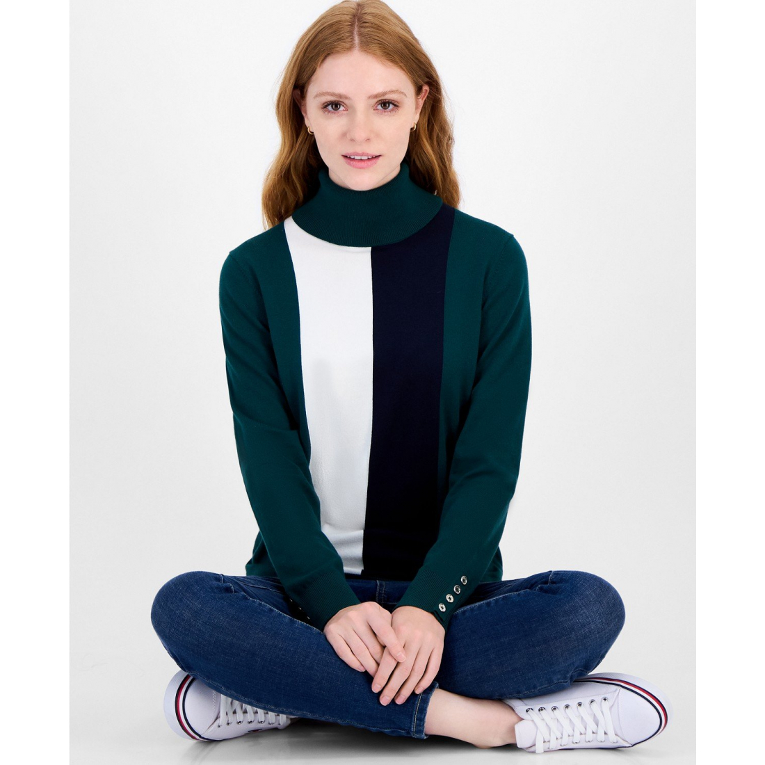 Women's 'Vertical Stripe' Turtleneck Sweater