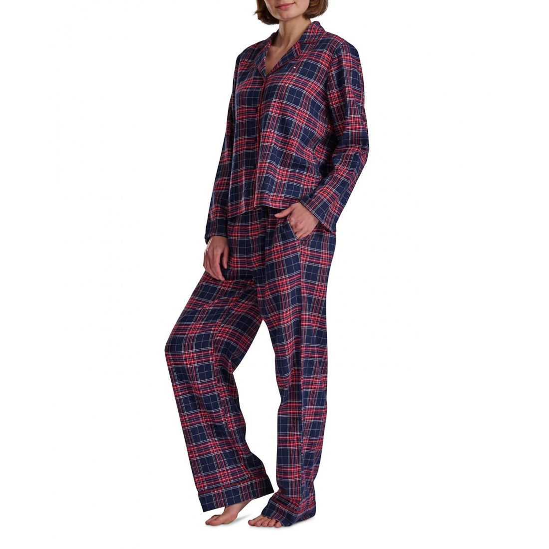 Pyjama Set 'Notch Collar Flannel' pour Femmes