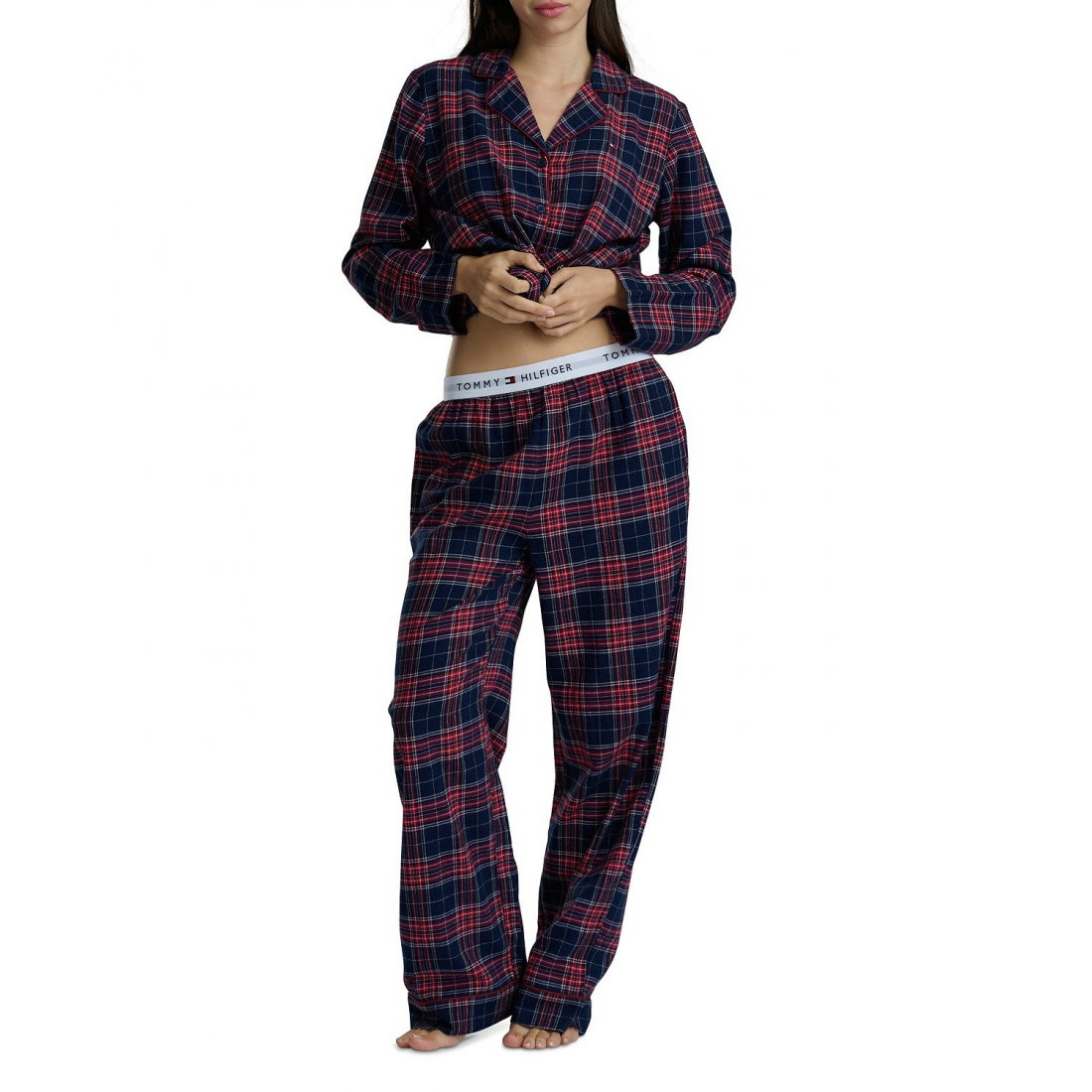 Pyjama Set 'Notch Collar Flannel' pour Femmes