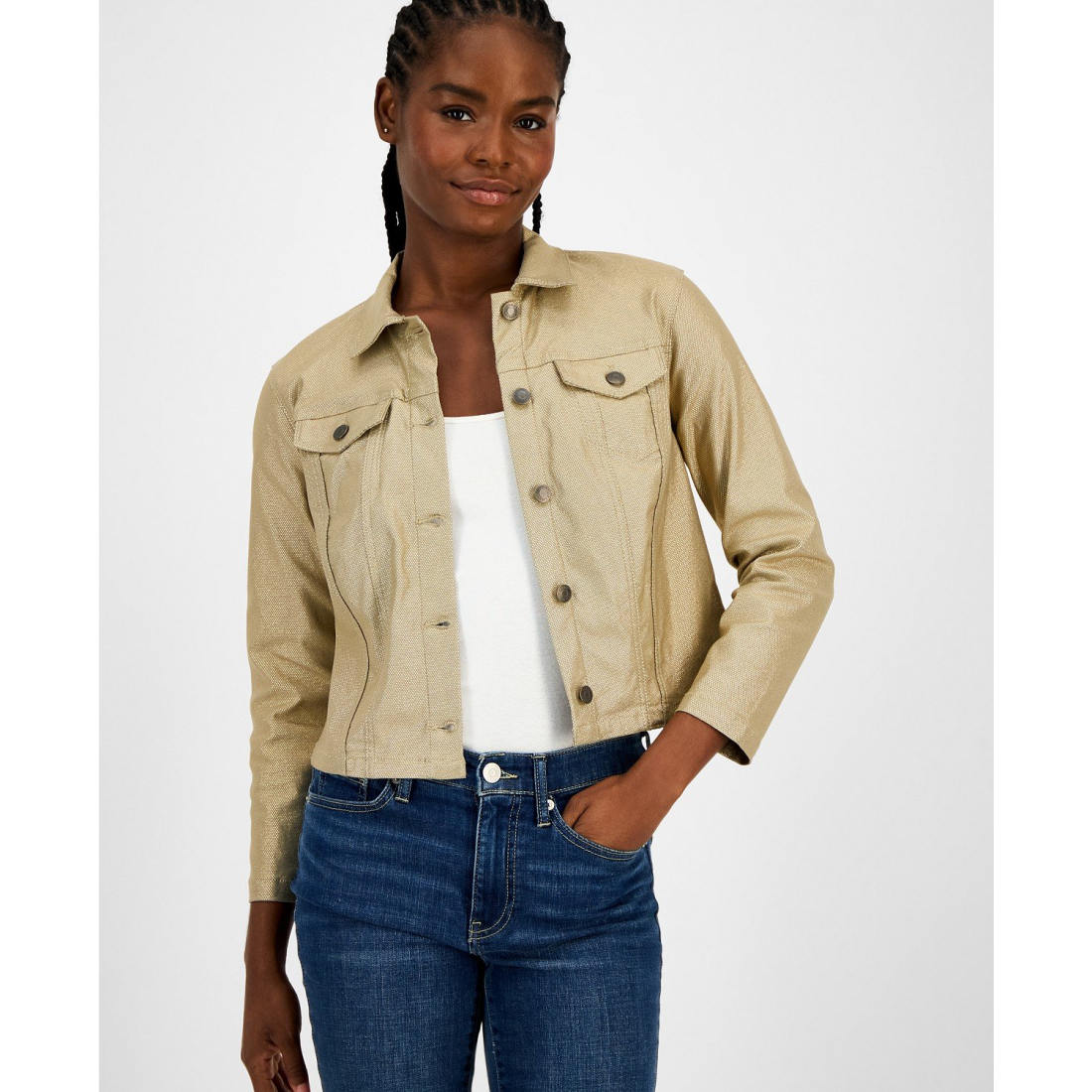 Veste 'Foil Cropped Trucker' pour Femmes