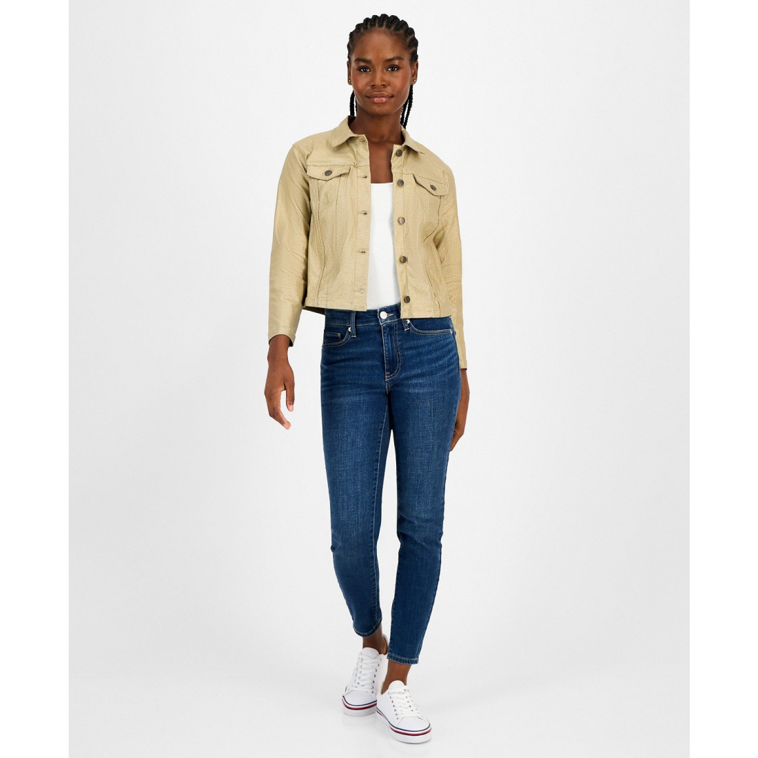 Veste 'Foil Cropped Trucker' pour Femmes