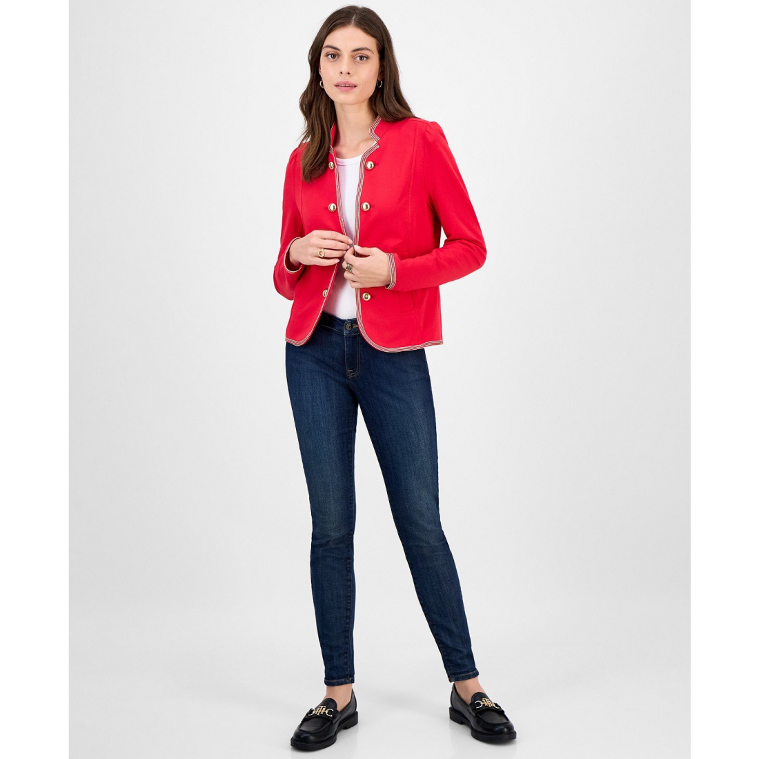 Veste courte 'Metallic-Trim Band-Collar' pour Femmes