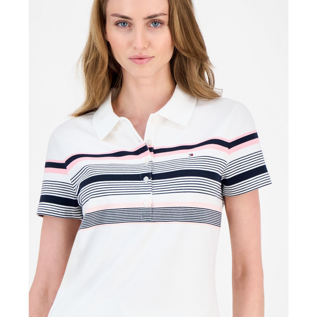Polo 'Striped Piqué' pour Femmes