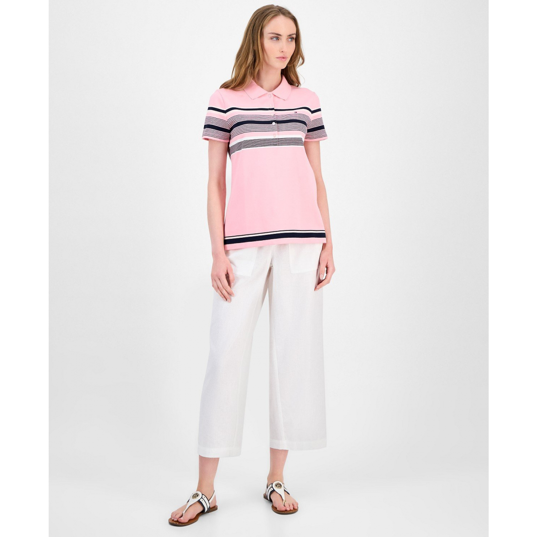 Polo 'Striped Piqué' pour Femmes