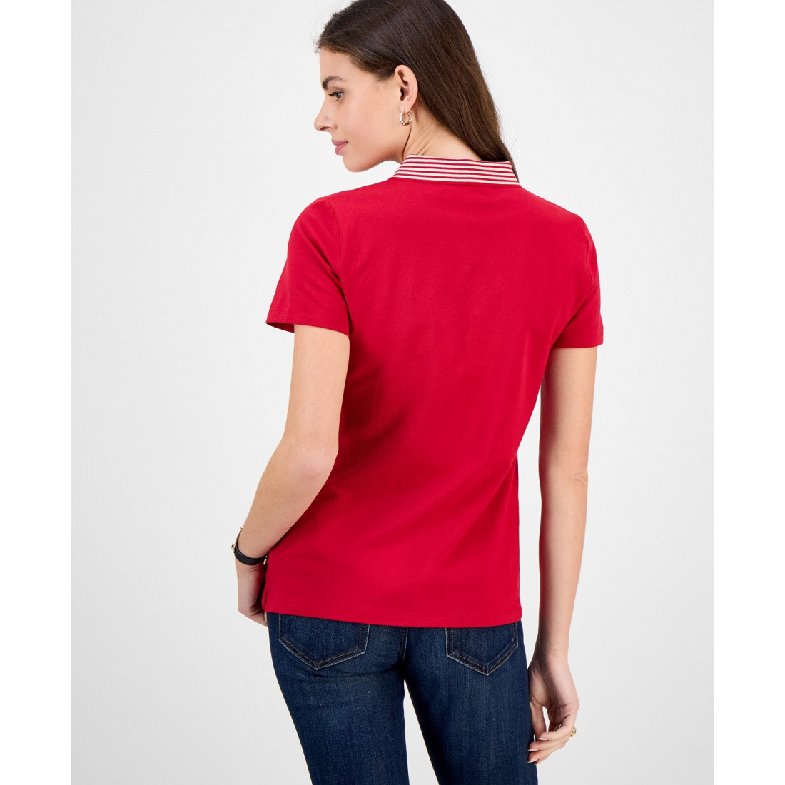 Polo 'Metallic Striped-Collar' pour Femmes